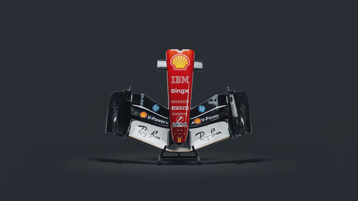 Monza Special front wing, 1.1 metres, on its matte black floor stand