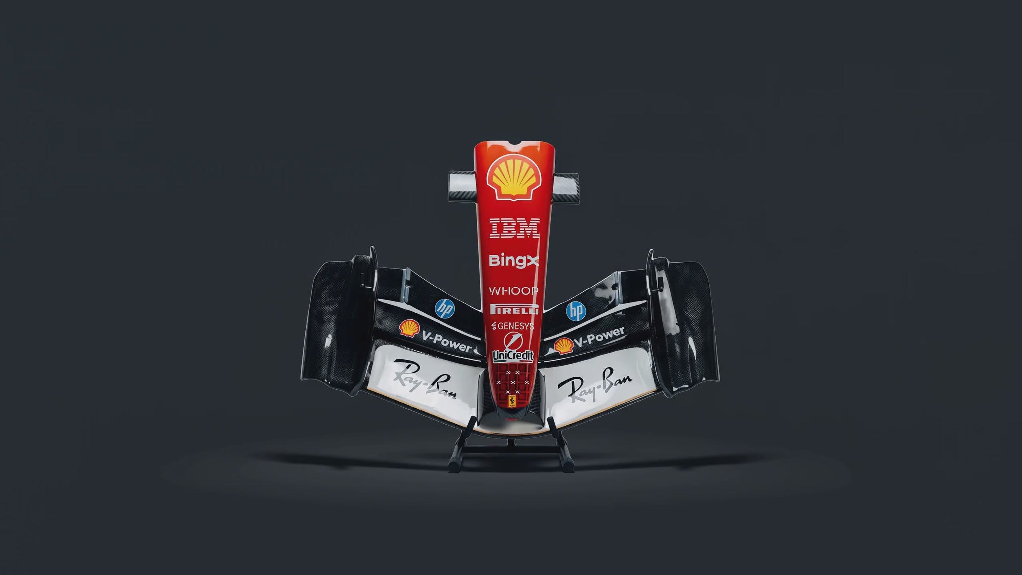Monza Special front wing, 1.1 metres, on its matte black floor stand